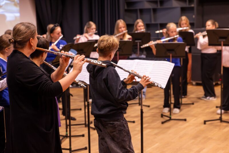 A flute group playing.
