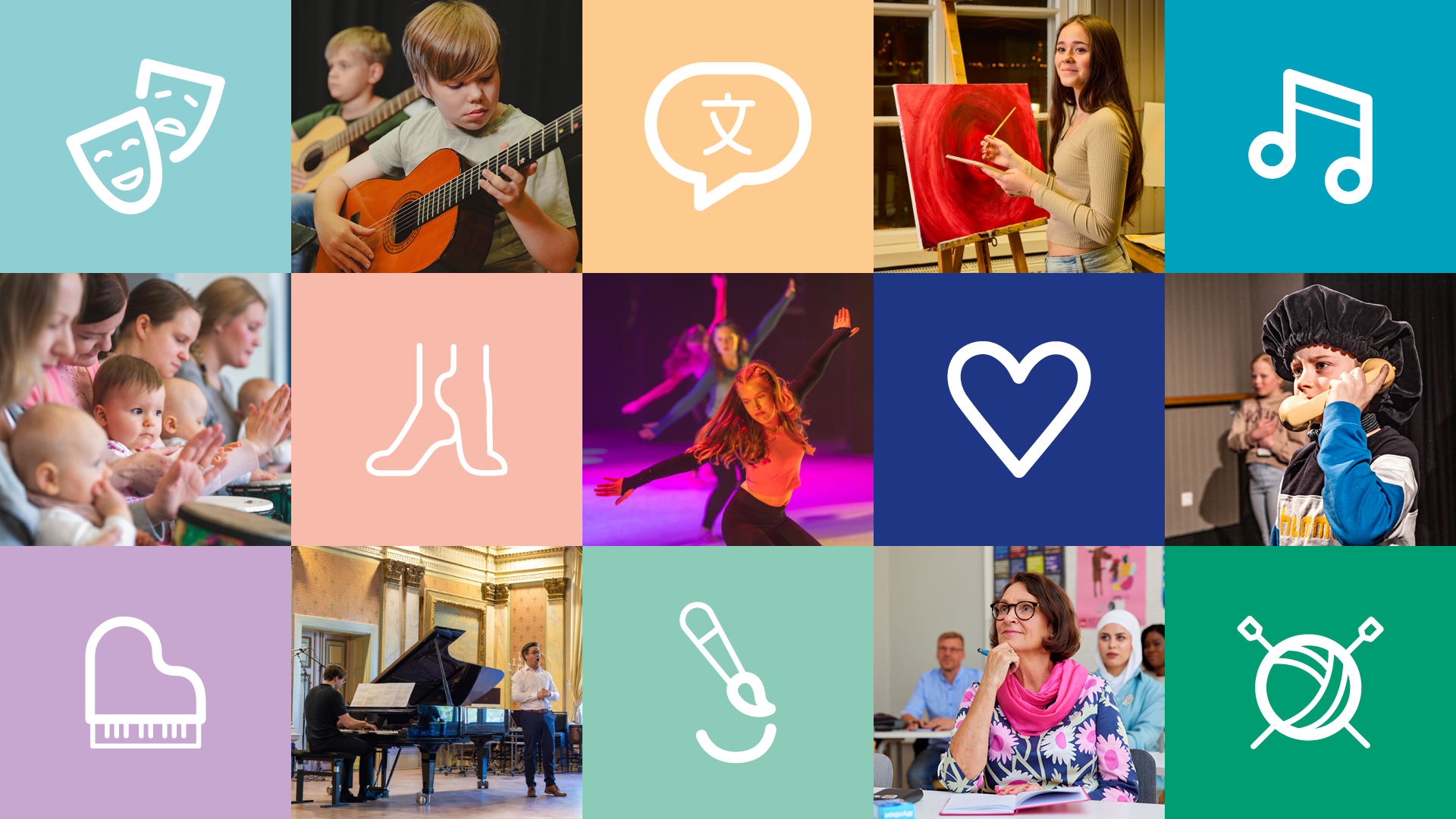 Photo collage of courses offered by Vaasa City Institutes.